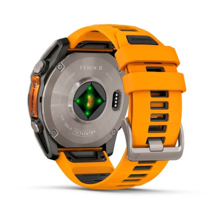 Часы Garmin Fenix 8 AMOLED, 51 mm Sapphire, Titanium с Spark Orange/Graphite